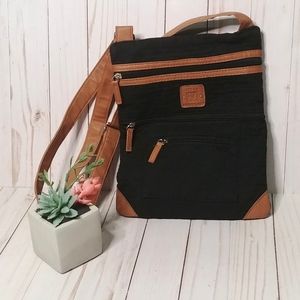 Stone Mountain Quilted Crossbody Bag Black / Tan